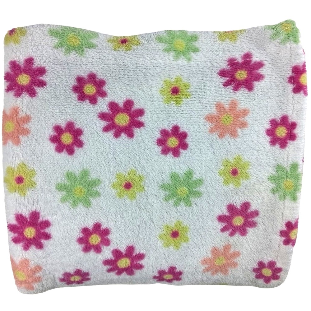 Zak & Zoey White Flower Baby Girl Blanket Pink Yellow Green Orange Neon Soft And